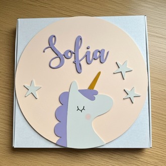 İsimli Duvar / Kapı Süsü Unicorn
