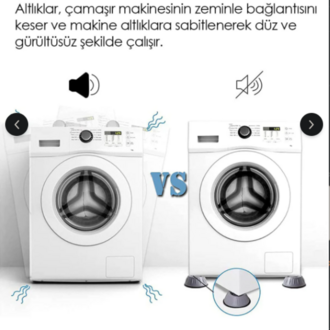 4'lü Çamaşır Makinesi Titreşim Engelleyici Ped - Kaydırmaz Sarsıntı Önleyici 