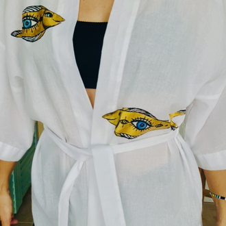 Kimono, hand-painted • Golden Fish
