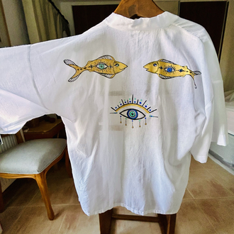 Kimono, hand-painted • Golden Fish