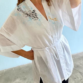 Kimono, hand-painted • Little fish