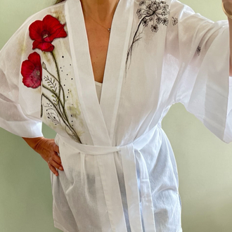 Kimono, hand-painted • Two poppies
