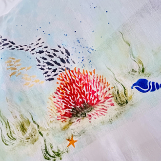 Kimono, hand-painted • Little fish