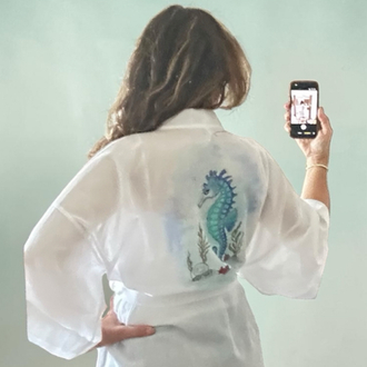 Kimono, hand-painted • Seahorse