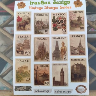 2'li Transparan Ülke & Hayvan Pul Sticker Seti