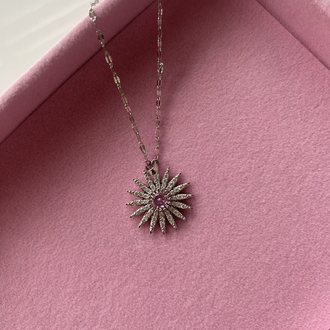 Gold pembe taşlı kolye 
