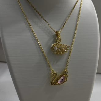Swarovski Kuğu Kolye beyaz taşlı