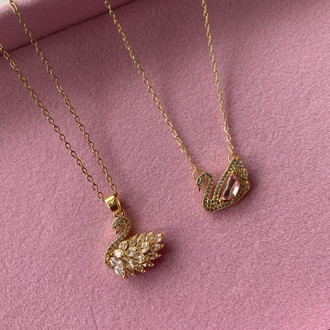 Swarovski Kuğu Kolye beyaz taşlı