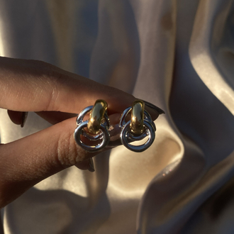 Gold silver iç içe geçmiş küpe