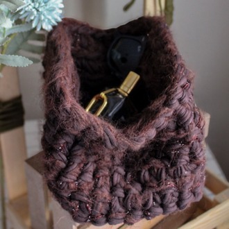 COCOA Clutch Çanta/Makyaj Çantası -Kalın Dokulu Örgü 