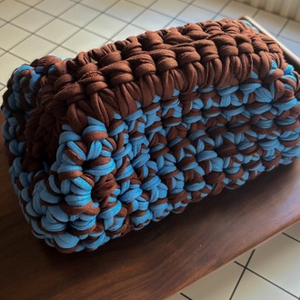 Kahve Mavi Clutch Çanta
