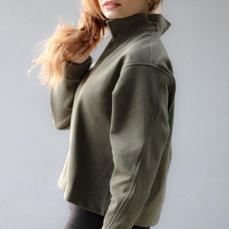 Haki Bloom Crop Hakim Yaka Sweatshirt