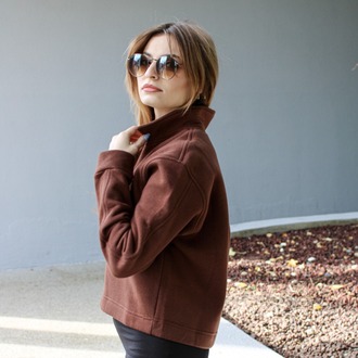 Kahverengi Bloom Crop Hakim Yaka Sweatshirt