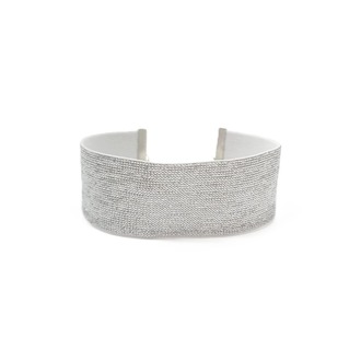Gümüş Simli Elastik Choker ve Bileklik Seti - Eni 4 cm