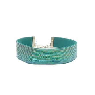 Turkuaz Simli Choker ve Bileklik Seti