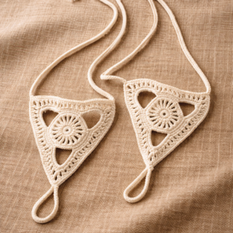 Boho Stil Barefoot Sandal – El Yapımı Ekru Ayak Aksesuarı (Çift)