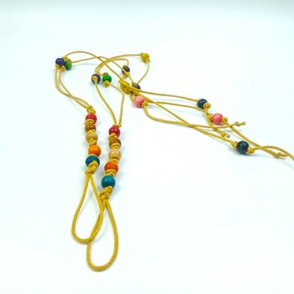 Bohem Barefoot Sandal – Renkli Ahşap Boncuklu Çift Halhal