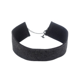 Simli Siyah Elastik Choker Bileklik Set - 4 cm Eni