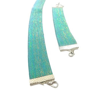 Turkuaz Simli Choker ve Bileklik Seti