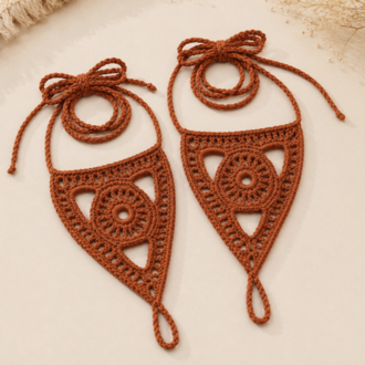 Boho Stil Barefoot Sandal – El Yapımı Tarçın Ayak Aksesuarı (Çift)