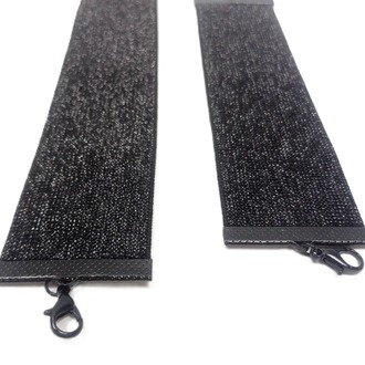Simli Siyah Elastik Choker Bileklik Set - 4 cm Eni