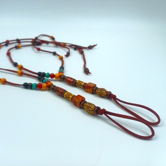 Süet Barefoot Sandal – Renkli Ahşap Boncuklu Çift Halhal