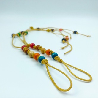 Bohem Barefoot Sandal – Renkli Ahşap Boncuklu Çift Halhal