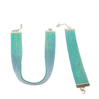 Turkuaz Simli Choker ve Bileklik Seti