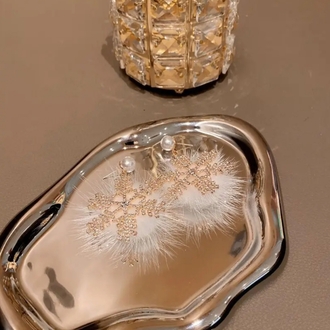 Crystal Snowflake Pearl Fur küpe