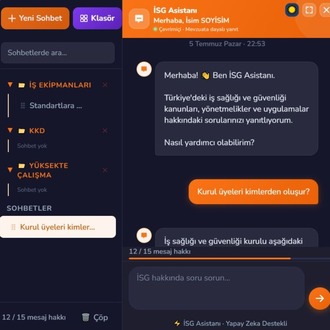 Yapay Zeka Destekli İSG Asistanı-500 Mesaj Hakkı