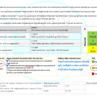 Taşeron Hizmeti Pratik Risk Değerlendirme Formu