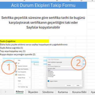 Acil durum ekibi (destek elemanı) takip formu