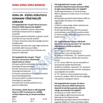 KONU KONU SORU BANKASI(CEVAP ANAHTARLI)-İŞ GÜVENLİĞİ UZMANLIK SINAVLARI