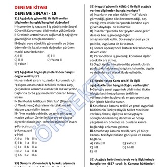 30 ADET DENEME KİTABI(İGU-ABC)-İŞ GÜVENLİĞİ UZMANLIK SINAVLARI 