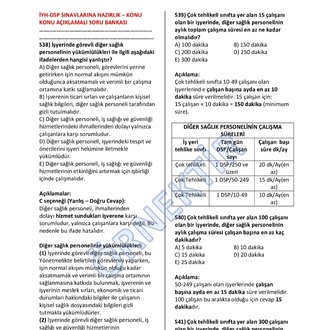 İŞYERİ HEKİMLİĞİ - DSP SINAVLARI - AÇIKLAMALI KONU KONU SORU BANKASI