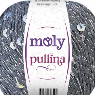 Molypullina gri renk simli pullu ip
