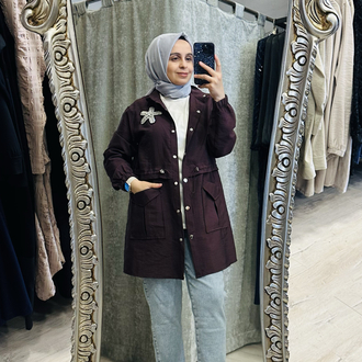 Zara kumaş giy-çık trenc bordo 