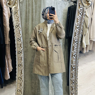 Zara kumaş giy-çık trenc vizon 