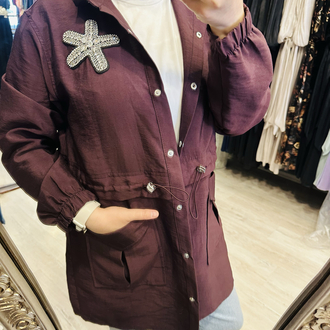 Zara kumaş giy-çık trenc bordo 