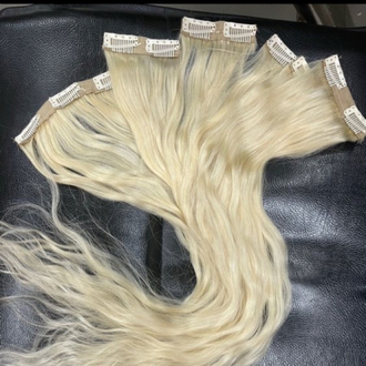 5’li Set 50cm Platin Gerçek Saç Çıt Çıt