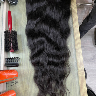 65cm 130gr Gerçek Saç Yarımay Koyu Kestane