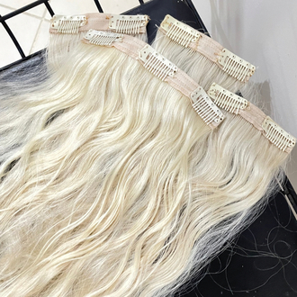 6’lı Set 50cm Platin Gerçek Saç Çıt Çıt