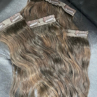 4’lü Set 50cm Koyu Küllü Kumral Gerçek Saç Çıt Çıt