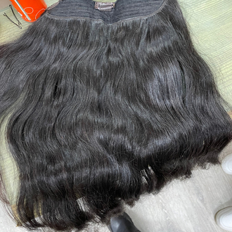 65cm 130gr Gerçek Saç Yarımay Koyu Kestane
