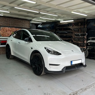 Tesla Model Y Ön Tampon Alt Spoyler, 3 Parça Set Olarak, Mat Karbon Siyah Renk