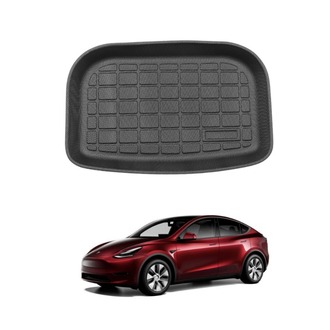 Tesla Model Y Arka Bagaj Havuzlu Kauçuk Paspası, Pirinç Desenli, Siyah Renk
