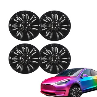 Model Y TURBO FLUX Jant Kapağı Seti 19 İnç, Parlak Siyah Renk