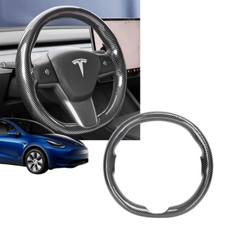 Tesla Model Y / Model 3 Direksiyon Simidi Tek Parça Kaplaması, Karbon Parlak Siyah Renk