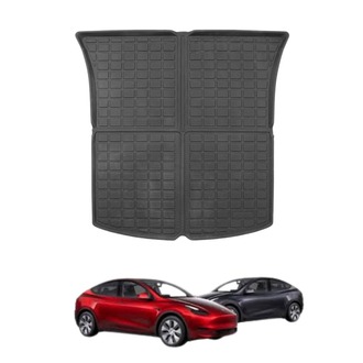 Tesla Model Y Arka Bagaj Havuzlu Kauçuk Paspası, Üst Kısım, Pirinç Desenli, Siyah Renk