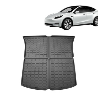 Tesla Model Y Arka Bagaj Havuzlu Kauçuk Paspası, Üst Kısım, Kabartma Desenli, Siyah Renk